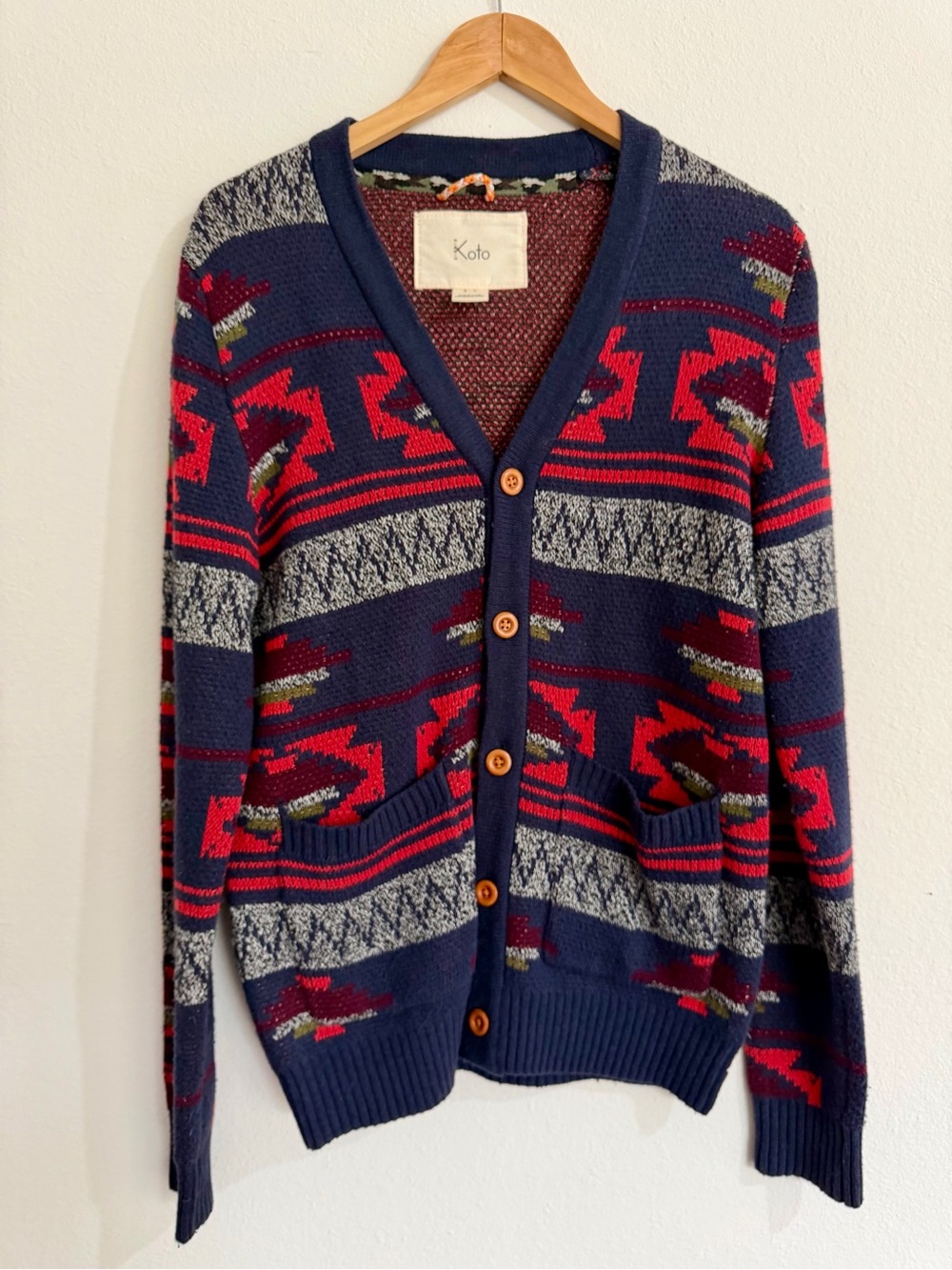Koto x Urban Outfitters Southwestern Aztec Knit Cardigan Sweater - Small